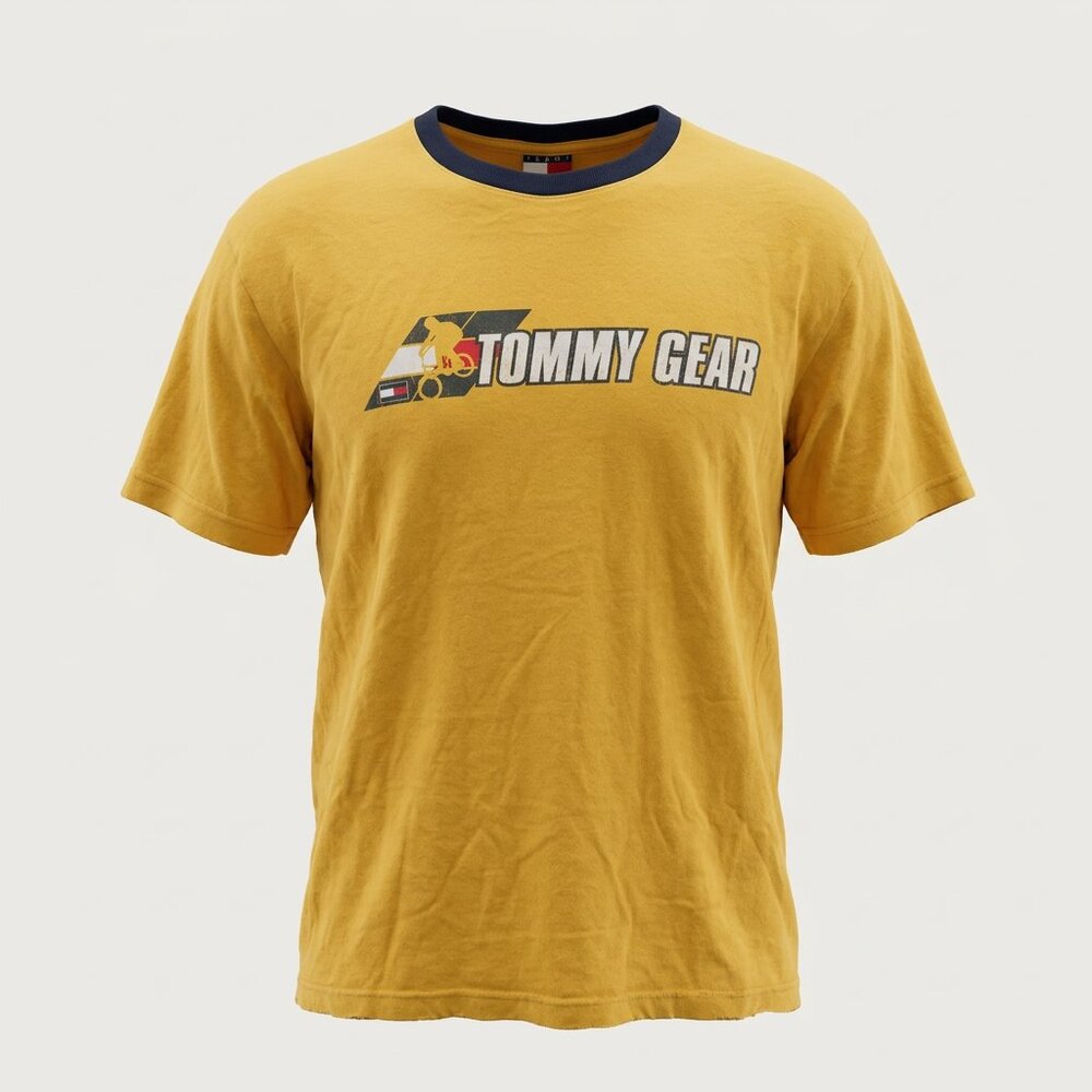 Tommy Hilfiger Mens Short Sleeve Yellow BMX Ringer Crew Neck T Shirt‎ Large Tee